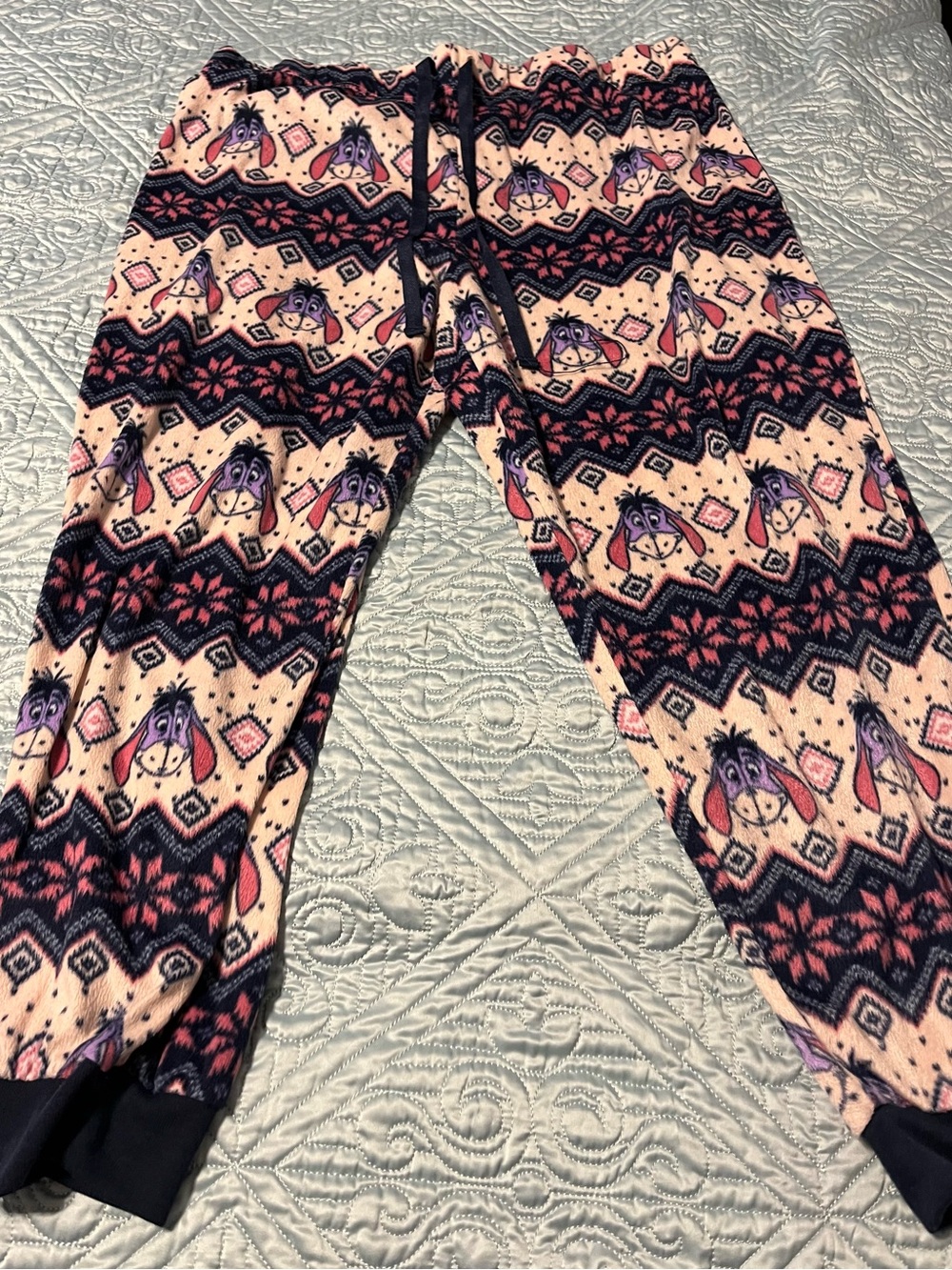 Women’s Pink and Navy Eeyore Patterned Pajama Pants